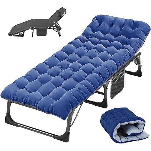 Slsy Folding Camping Cot for Adults with Pad, Padded Portable Sleeping Cots, Camp Bed with Carry Bag for Outdoor Travel, Beach, Hiking