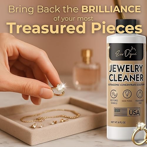 Miniatura 4 de Solución ultrasónica de limpieza de joyas (8 onzas) Limpiador concentrado de joyas para diamantes, oro, plata y más Compatible con máquinas