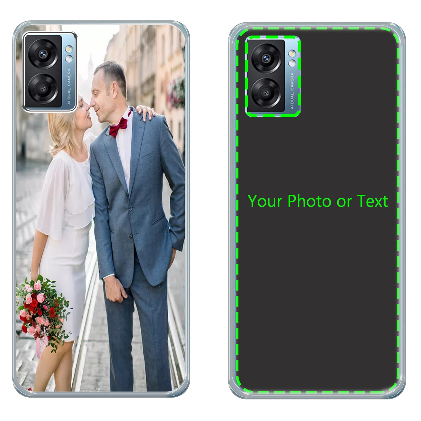 CXKJ Black Personalizzata Custodia per Oppo A77 5G (6.56 Pollice),con la Tua Foto,Immagine o Scritta Cover,Silicone Case Antiurto Bumper,per A77 5G Cover Personalizzata