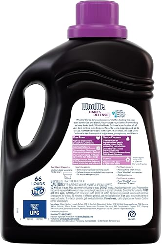 Miniatura 9 de Woolite Darks - Detergente líquido para ropa, 66 cargas, lavadoras regulares y HE, ropa oscura y negra y jeans con 1 limpiador higiénico de inodoro