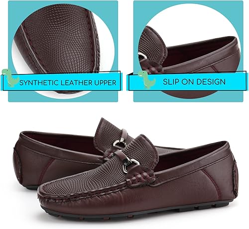 Miniatura 9 de JABASIC Mocasines Penny para niños, estilo casual, sin cordones, zapatos de vestir para niños