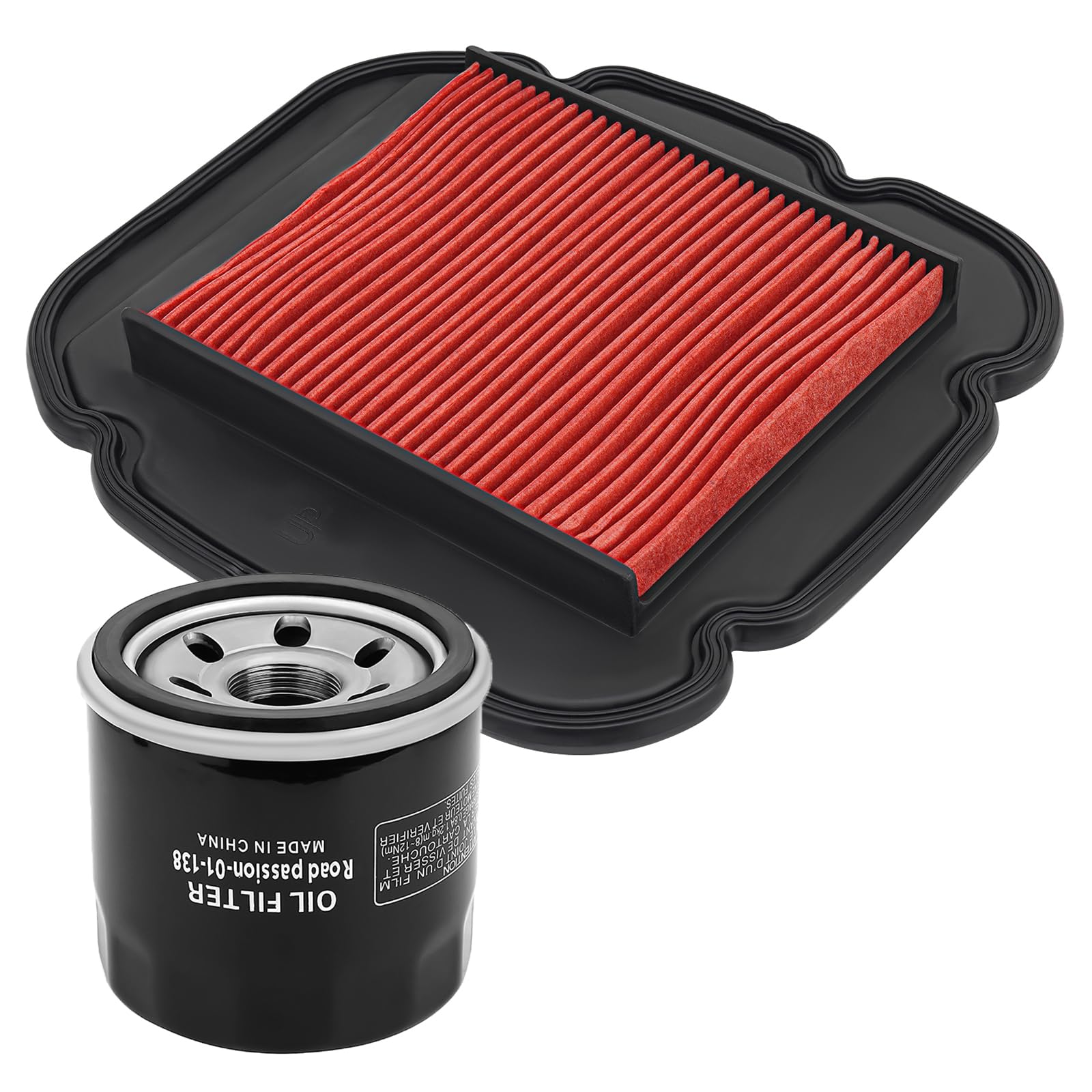 Road Passion 13780-06G00 Filtro de Aire+16510-07J00-000 Filtro de aceite Compatible con KLV1000 2004 2005 2006/ Suzuki DL650 V-Strom 2004 2005 2006 2007 2008 2009 2010-2016/ DL1000 V-Strom 2002-2015