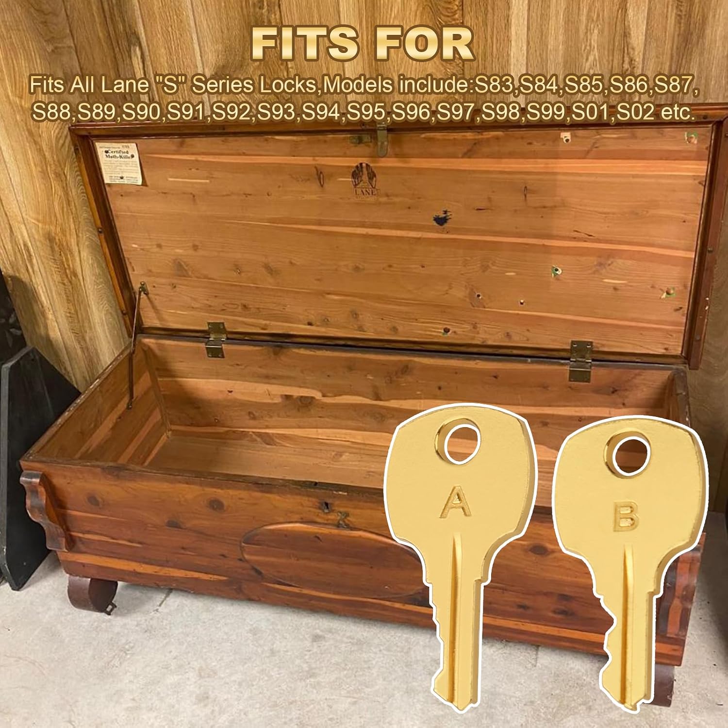 2 Cedar Chest Key Replacement Lane Cedar Chest Key, Fits All Lane Newer S Series Safety Style Locks S83,S84,S85,S86,S87,S88,S89,S90 | Fits for Lane newer S series safety style locks S83,S84,S85,S86,S87,S88,S89,S90
