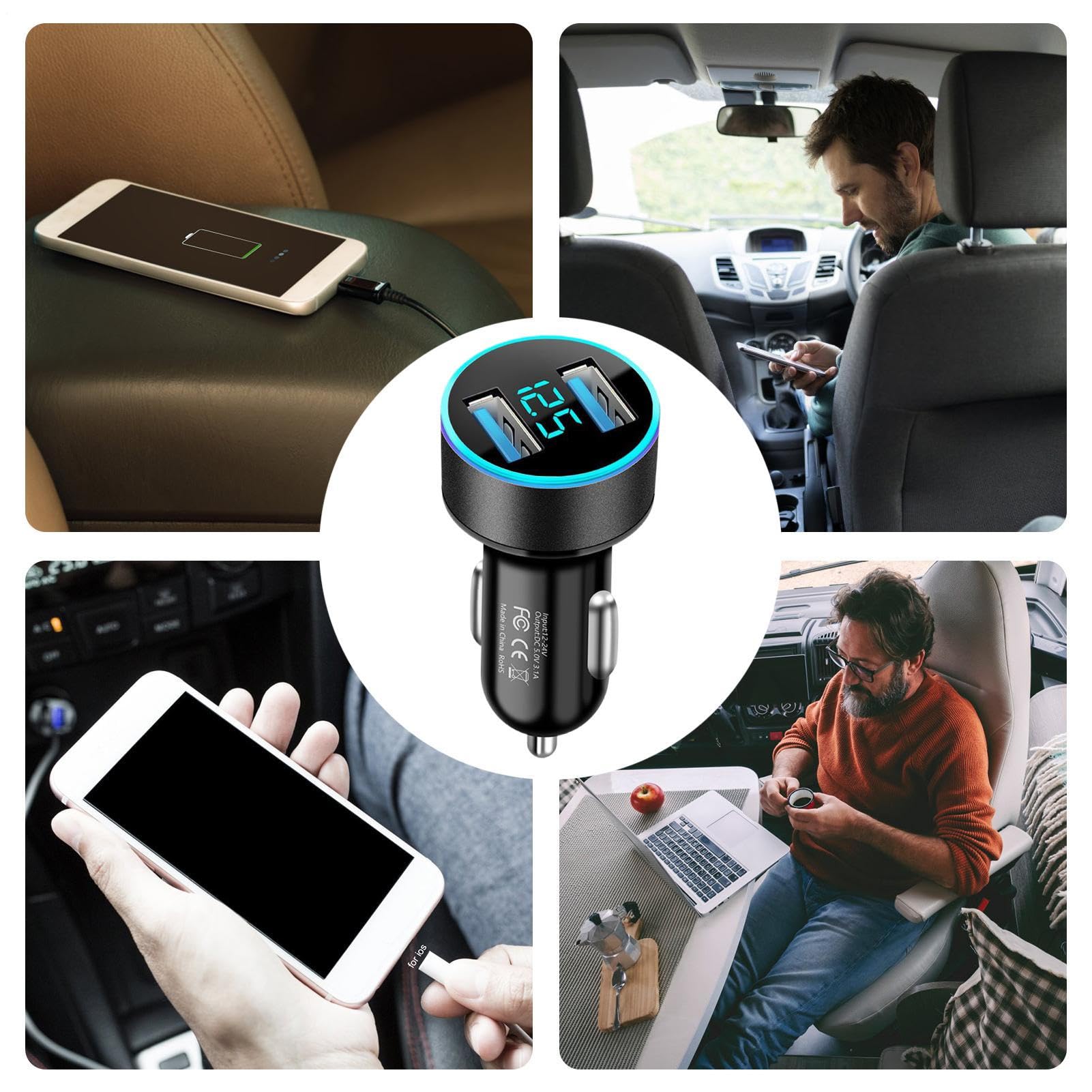 Caricabatterie Rapido Auto Dispositivo Di Ricarica Smartphone A 2 Porte