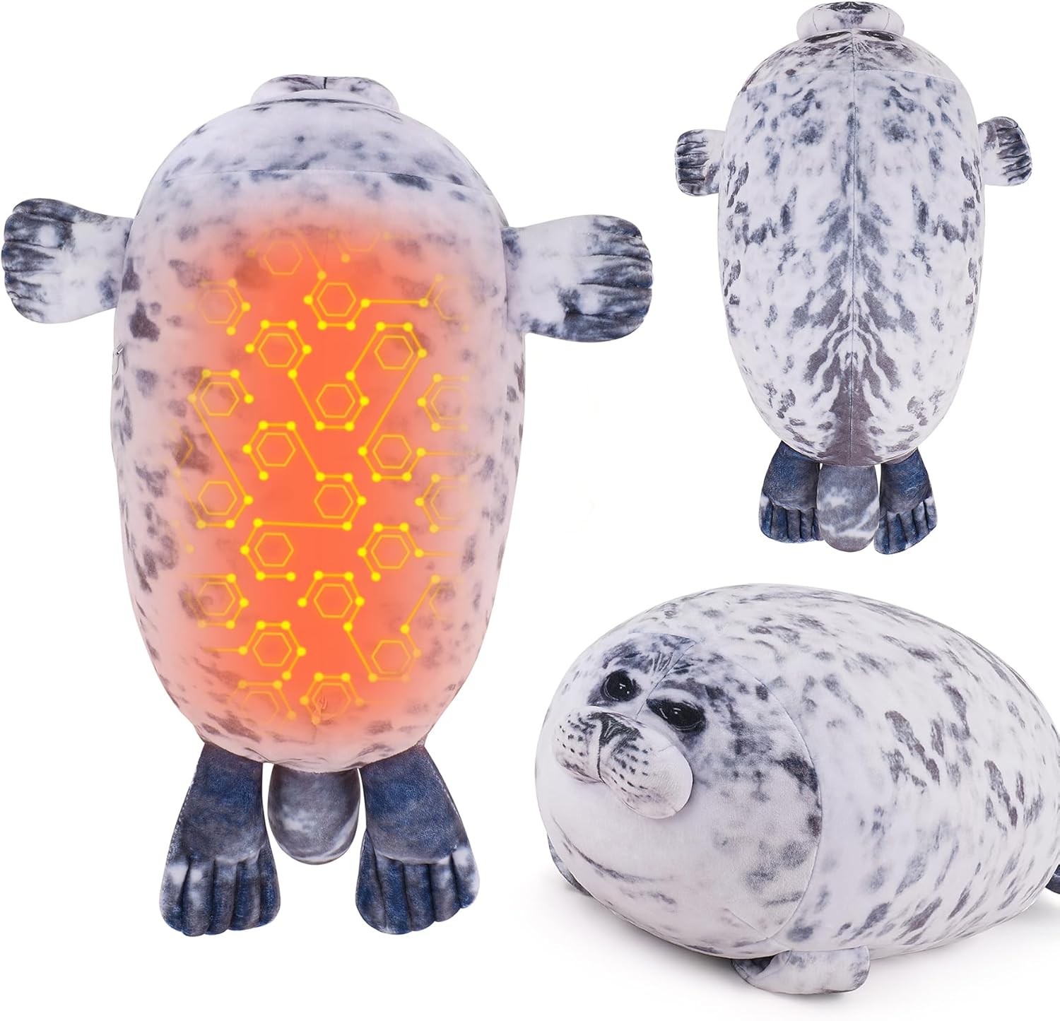 1.5lb Seal Stuffed Animals Plush Microwavable Heating Pad-15'' Seal Heating Pads for Cramps &Period Pain Relief, Heatable & Coolable Stuffed Animals Bedtime Birthday Gift for Women Kids