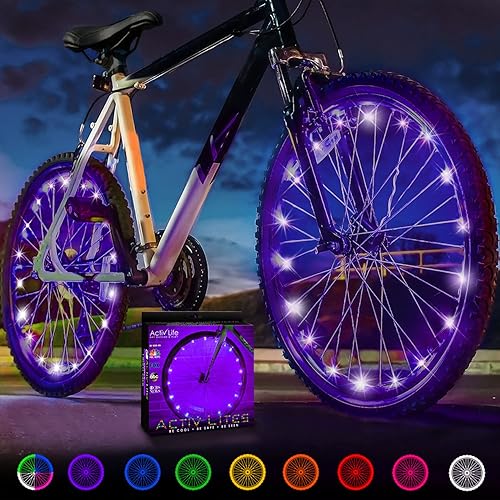Miniatura 10 de Activ Life Paquete de 2 luces LED para ruedas de bicicleta con baterías incluidas, obtén un 100% más brillante y visible desde todos los ángulos