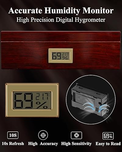 Miniatura 3 de Flauno Caja Humidificadora de Puros con Encendedor de Antorcha, Cortador de Puros, Cenicero de Puros, Soporte para Puros, Higrómetro Digital, Juego
