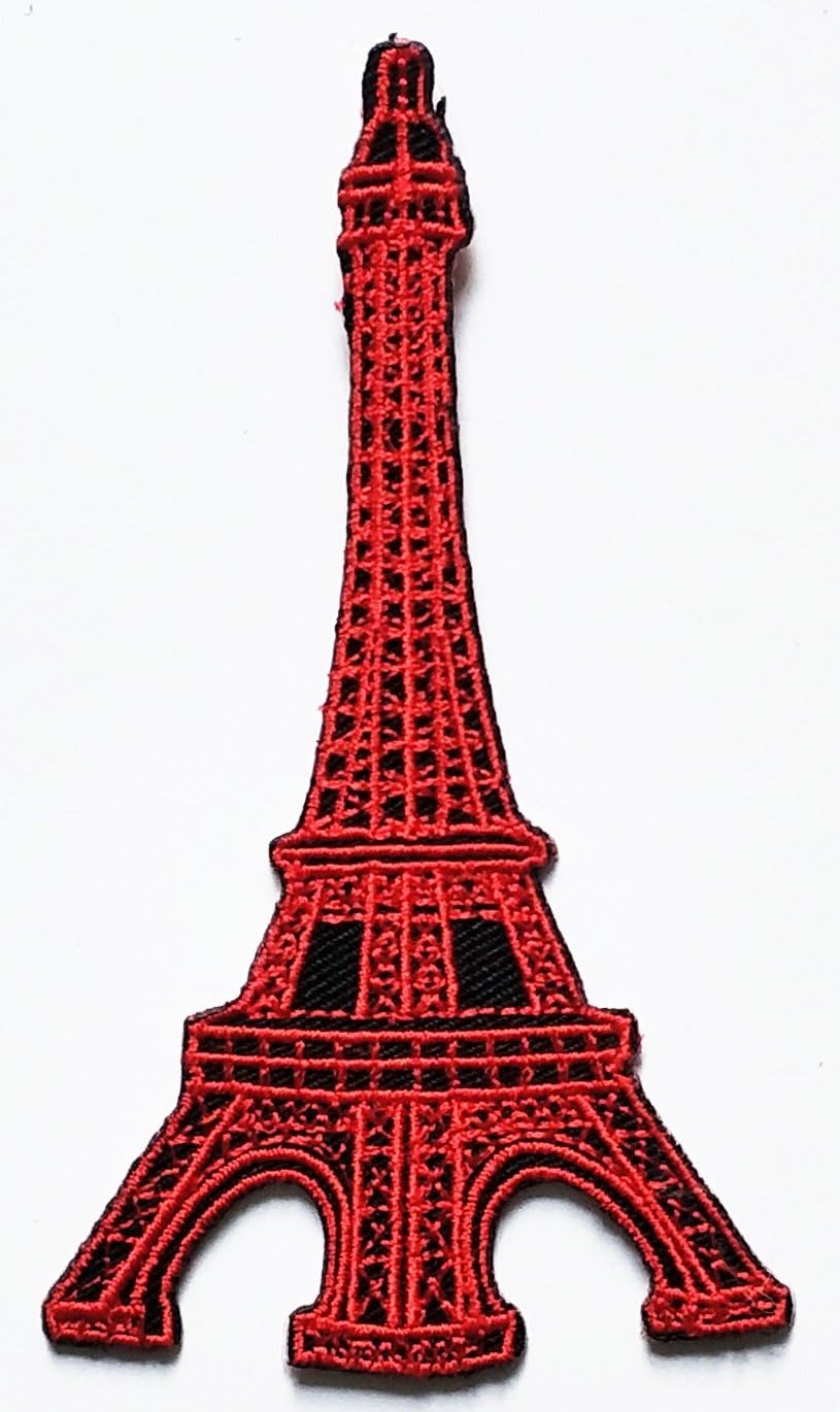 Nipitshop Patches Red Eiffel Tower Paris France Retro Applique Iron On Patch Cartoon Kids for Clothes Backpacks T-Shirt Jeans Skirt Vests Scarf Hat Bag