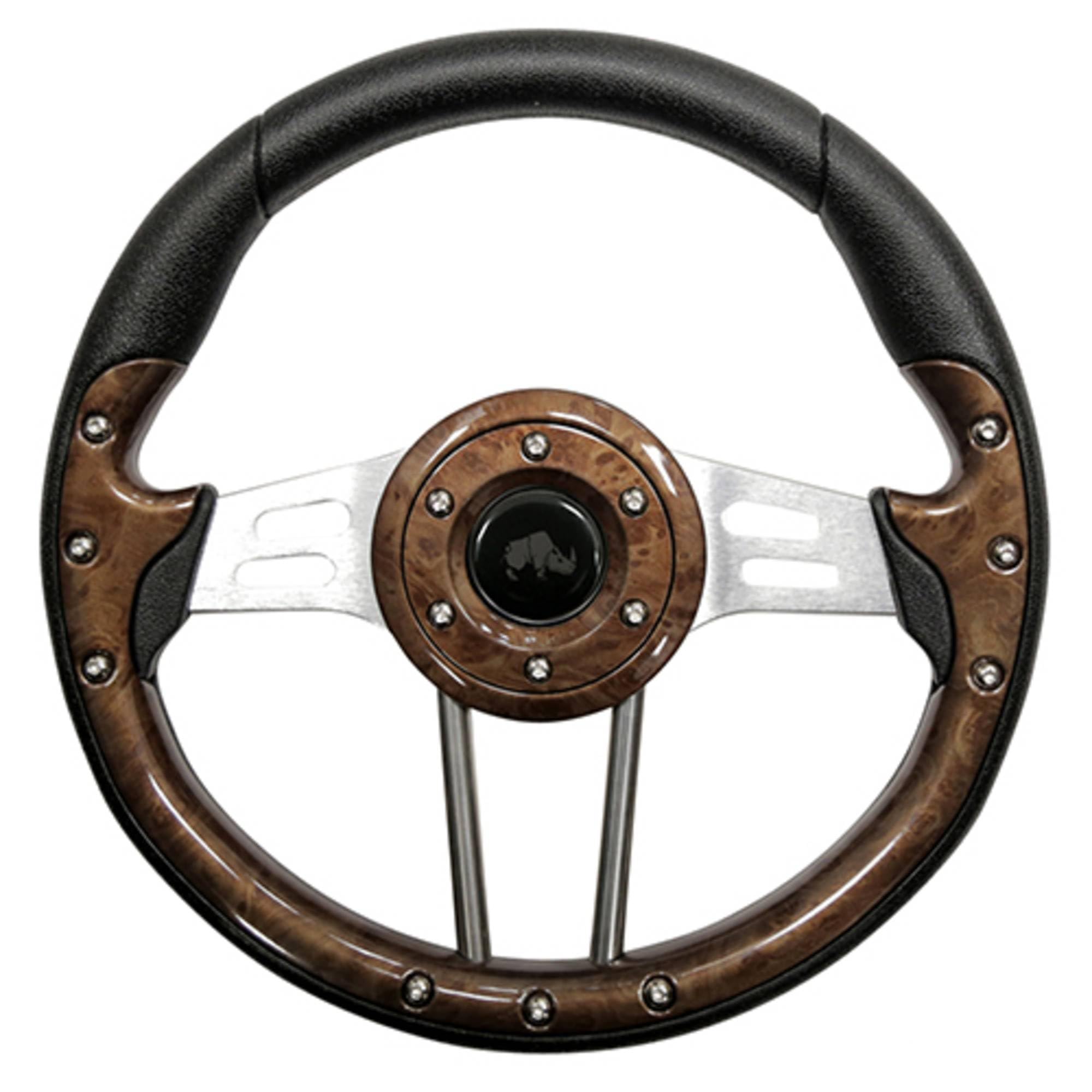Red Hawk RHOX RHOX Steering Wheel, Aviator 4 Woodgrain Grip/Brushed Aluminum Spokes 13