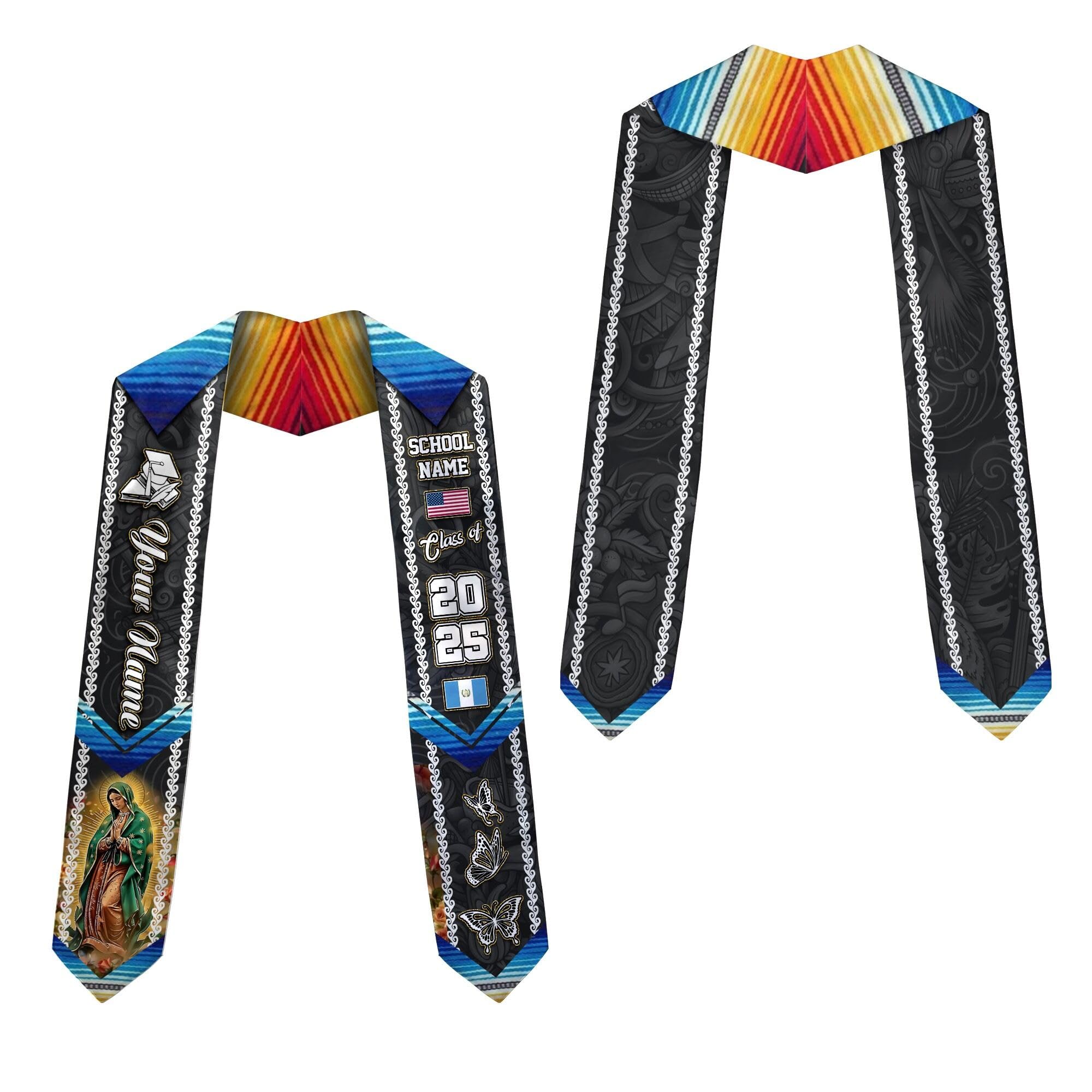 MonkeyVan Personalized Graduation Stole for Guatemalan Senior, Guatemala Flag Graduation Sash Class of 2025 Grad Gifts S49