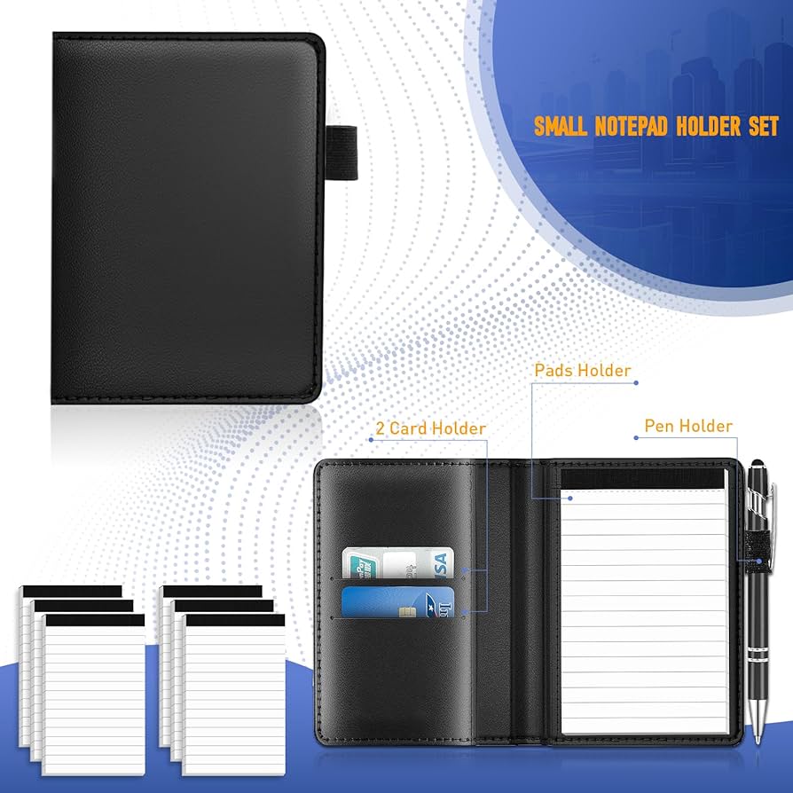 10 Pcs Ini Pocket Notepad Holder Set, Sall Leather Pocket Notebook With 50 Lined Sheets, 7