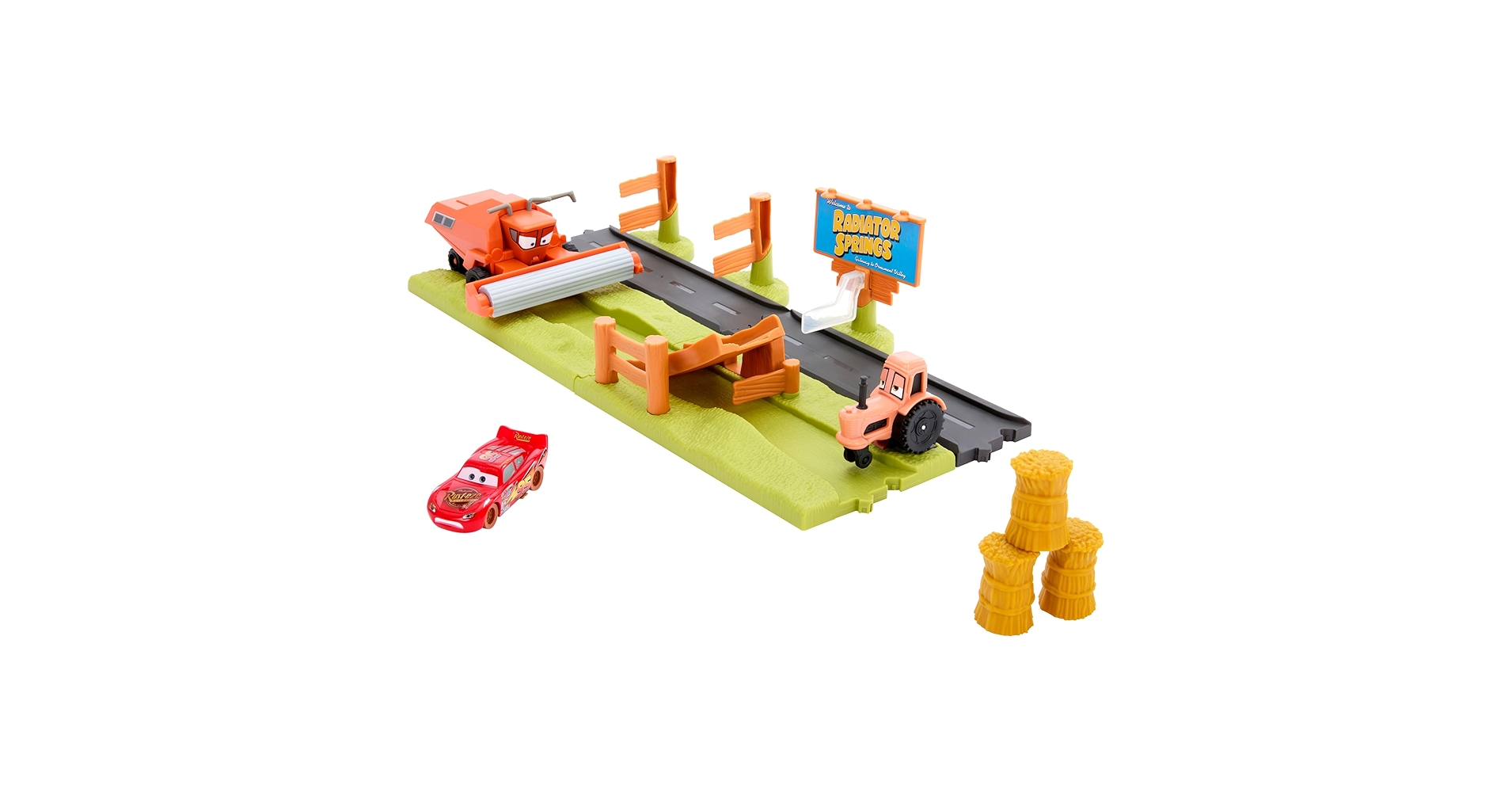 マテルカーズ FRANK ESCAPE AND STUNT RACE Amazon.com: Mattel Disney and Pixar Cars Playset with 3 Toy