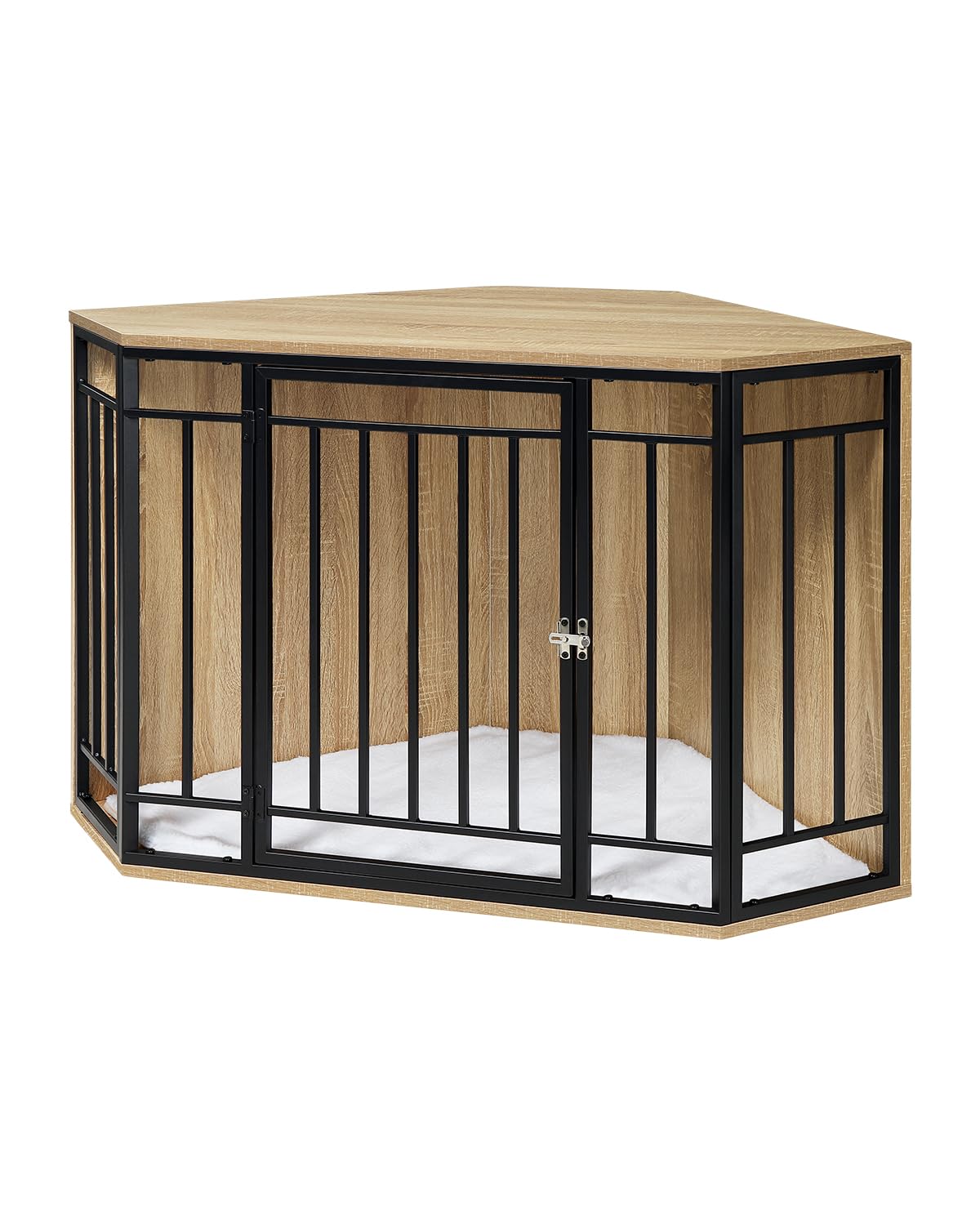 EUGAD Mobile Kennel Cane, Gabbia per Cani ad Angolo, Gabbia per Cani in Legno,Tavolo Supplemento,Sopporta di 70kg, Moderna Kennel Cane,Dog Crate Decorativa con Porta Bloccabile 111x60x67cm