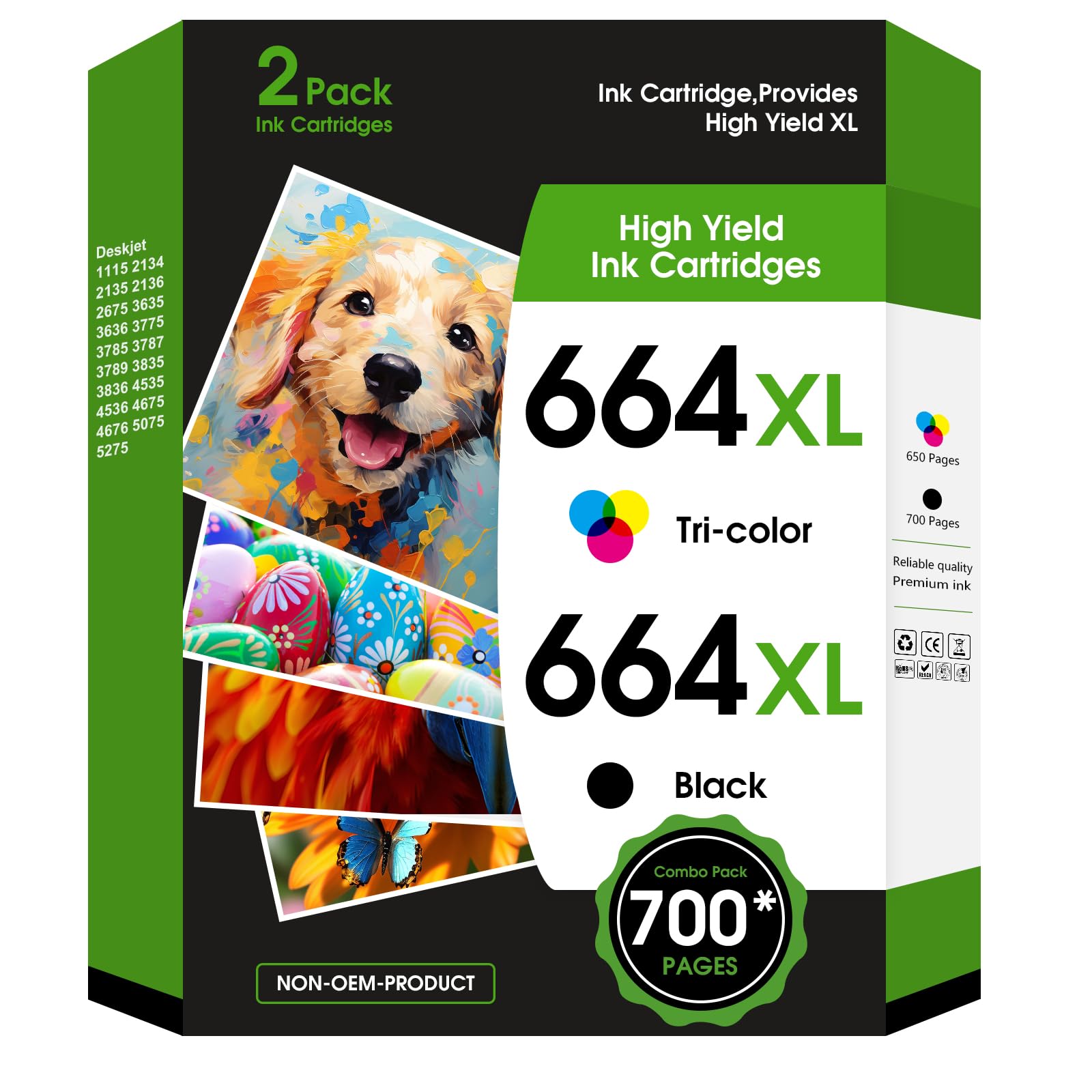 664XL Ink Cartridge Replacement for 664 664XL 664 XL Ink Cartridges Black and Color for DeskJet Ink Advantage 1115 2135 2138 3635 3636 3638 4535 4536
