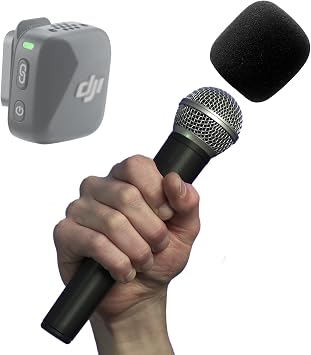 Pro Interview Handle Adapter for DJI Mic Mini - Wireless Microphone Accessories, Videography, Content Creation - Also Compatible with Rode Micro! 1pc + Foam Top, Black