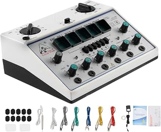 Electric Acupuncture Stimulator Machine 110V Impulse Electrotherapy Acupuncture Instrument 5 Wave Types 6 Output Patch Massager Care for Electric Impulse Acupuncture Treatment 500-1060hpa (KWD808-I)