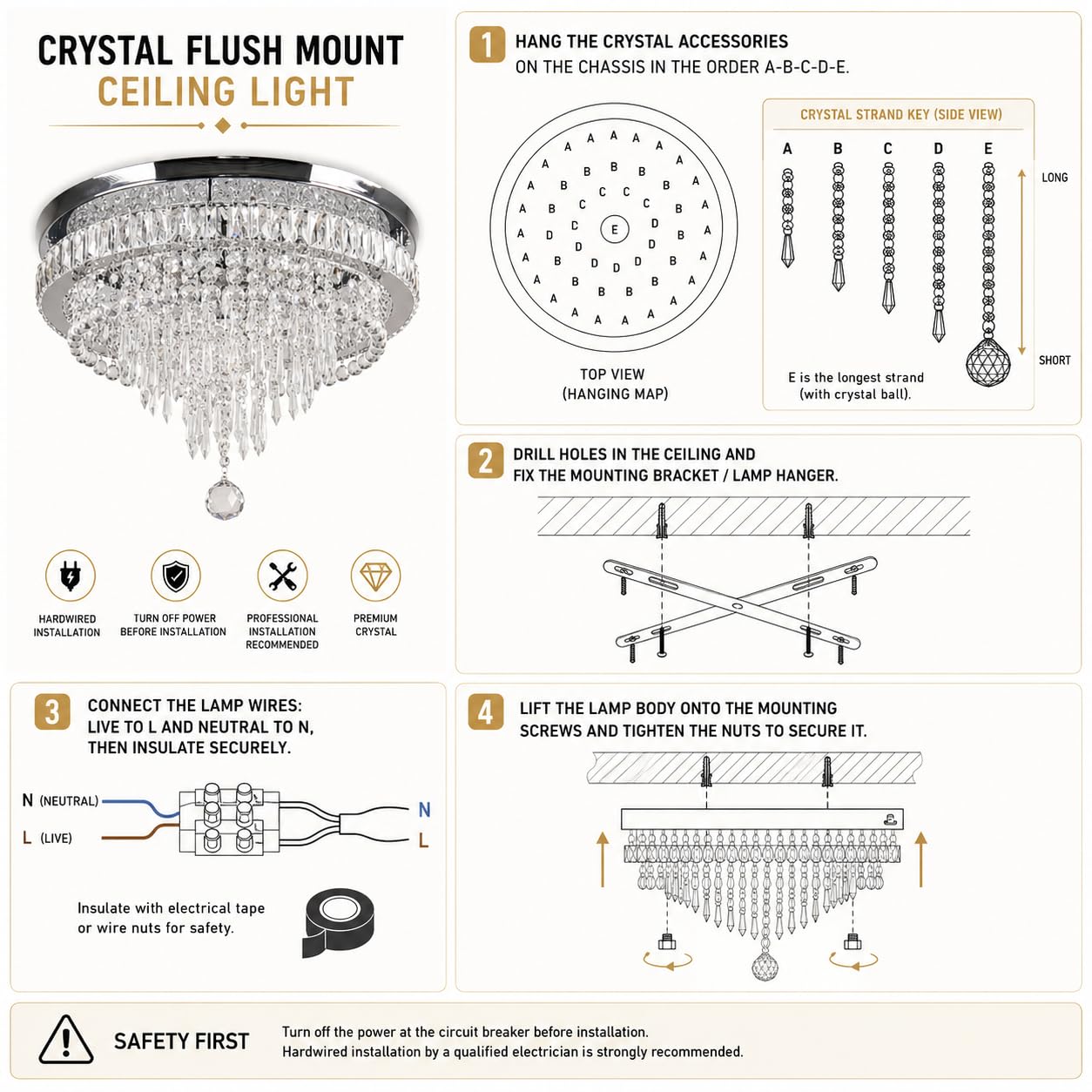 FRIXCHUR Lampadario di cristallo Plafoniera a LED Plafoniere da soggiorno Soffitto Camera da letto moderna Plafoniera a LED per corridoio Cucina Plafoniere Soffitti Lampadario (Bianca)