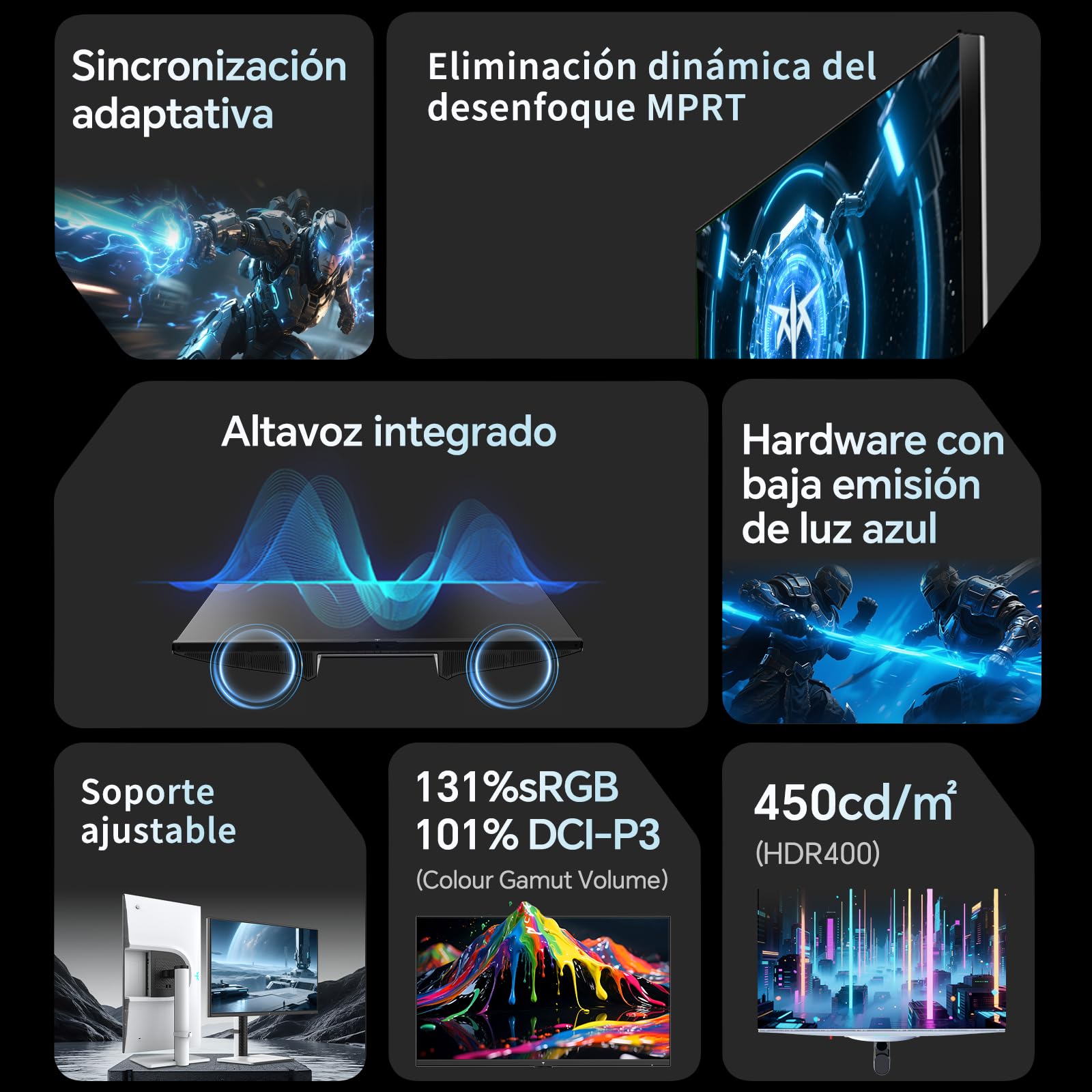 KTC Monitor Gaming 27 Pulgadas | 2K@200Hz | Altavoces Integrados | Fast IPS Panel | Tiempo de Respuesta 1ms (MPRT) | Brillo de 450 CD/m², HDR400 | Adaptive Sync | 131% sRGB, 97% DCI-P3, ΔE＜2 | Blanco