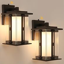 LUTEC 13" Dusk to Dawn Outdoor Wall Light, Waterproof Porch Light for Doorway, Matte Metal Frame and Double Glazing, Craftsman Style Outdoor Light Fxture with E26 Base (Pack of 2)