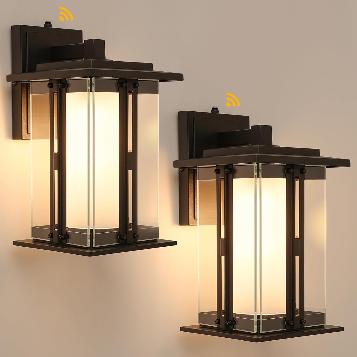 LUTEC 13" Dusk to Dawn Outdoor Wall Sconce, Black Aluminum, Waterproof