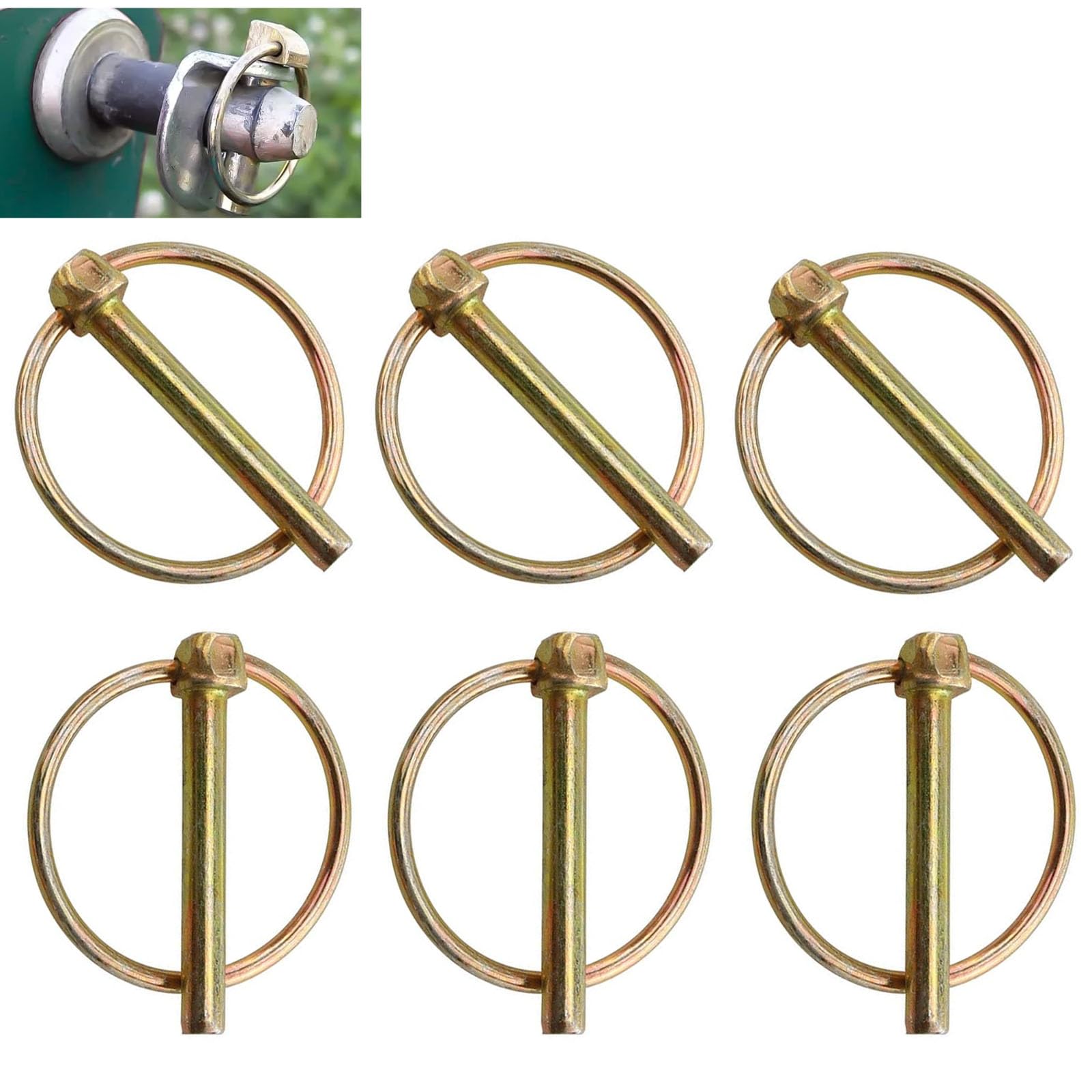 Clavijas plegables, 6 unidades, pasador de seguridad M4.5, pasador plegable, pasador plegable, pasador de remolque, kit de surtido, conector redondo, pasador de seguridad, para tractores, remolques,