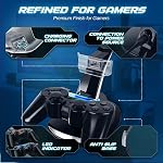 TNP PS3 Controller Charger Stand for Sony PlayStation 3 Controller Dualshock 3 Charging, 2 Tier Docking Station Stand and 2 USB PS3 Cable Compatible Ports with LED Indicators, Slim Black