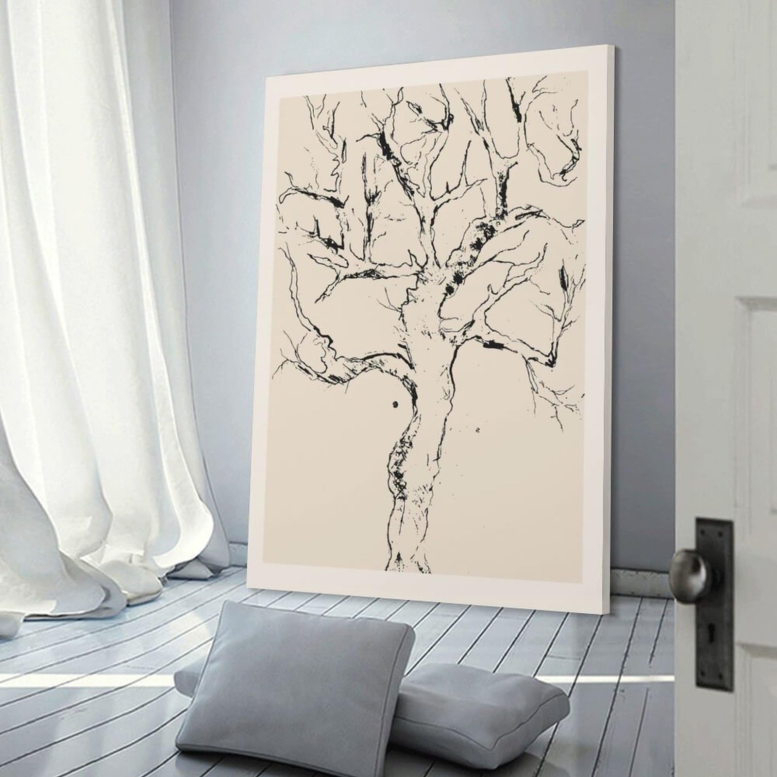 Junmoney Monochrome Tree Sketch Canvas Wall Art 20x30inch(50x75cm), for Home Lounge, Bedroom Or Reading Nook, Eye Catching Artwork for Blank Walls