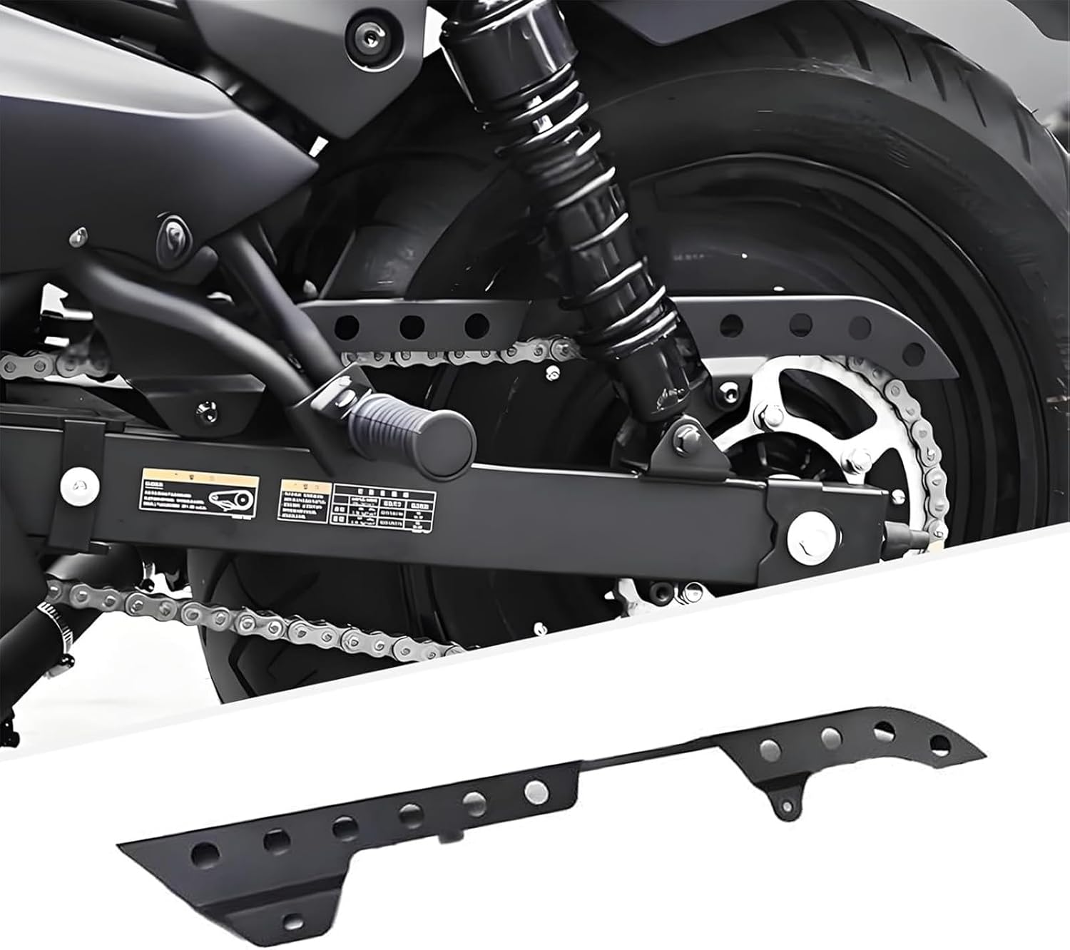 for Eliminator 450 Eliminator 450SE Eliminator 400 500 Eliminator 400SE 500SE 2023-2024 Motorcycle Chain Protector Guard Chain Guard crankshaft Protector Stainless Steel Chain Guard (Black)