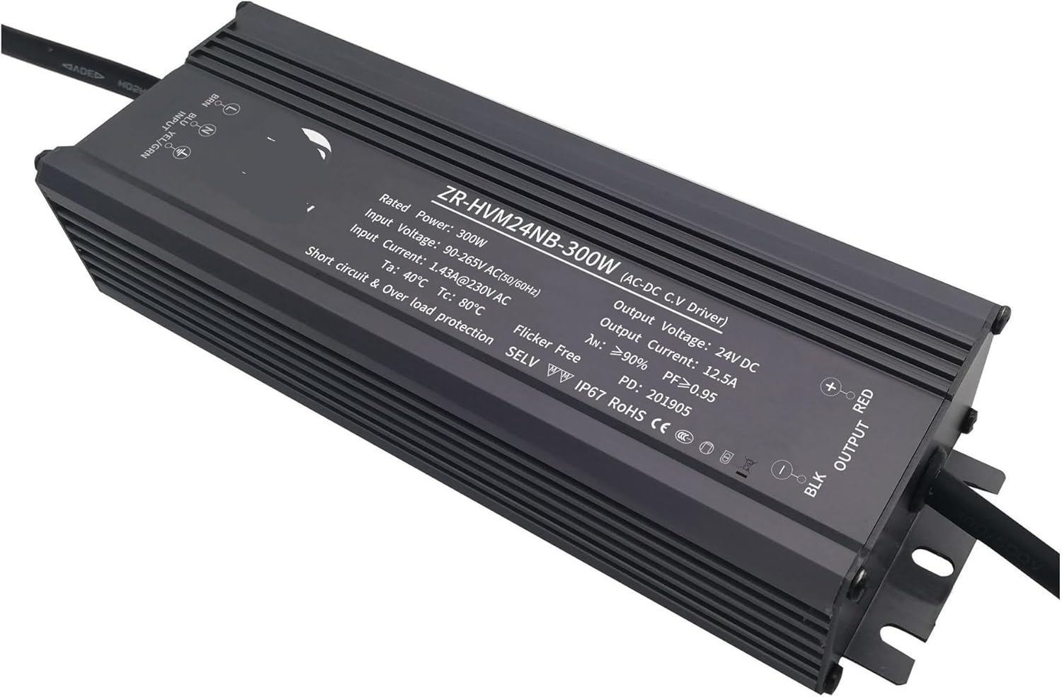 300W LED Strip Waterproof Driver Power Adapter 12V/24V Constant Voltage LED Line Light Power Driver