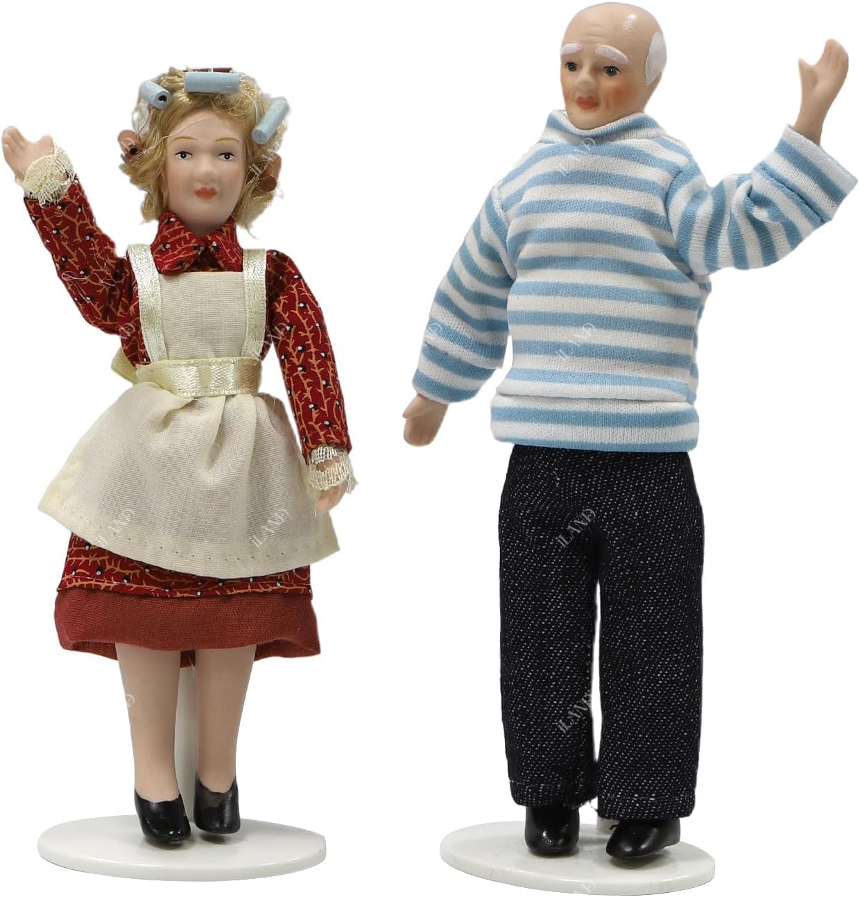 iland Dollhouse People for 1 12 Scale Accessories Miniature 6 inch Dolls for Doll House Little People Figures Mini Dollhouse Family Set Porcelain Action Figures Cute Realistic