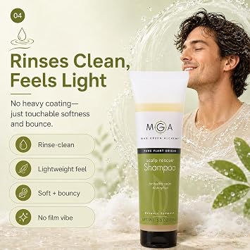 Max Green Alchemy Scalp Rescue Shampoo | No Parabens, Sulfates, PEGs or Quats. Natural Herbal Scent For All Hair Types. With Lemon Tea Tree For Healthy & Lustrous Hair. (5.5 Oz (Pack of 1))