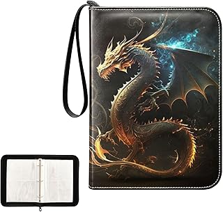 Flame Dragon 4 Pocket Card Binder, Card Collection Binder with 50 Removable 4 Pocket Card Binder Sleeves Fits 400 Cards, Card Collection Binder Album Card Folders for Trading Cards