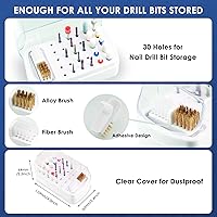 Vista 14 de Depvko 21Pcs Nail Drill Bits Set with Portable Pink Case, 3/32 Inch Drill Bits for Nails, Ceramic Diamond Carbide Cuticle Nail Bits effile Remover