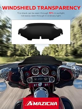 Amazicha Black 6 Windshield Windscreen Fit for Harley Electra Street Glide Touring 1996-2013