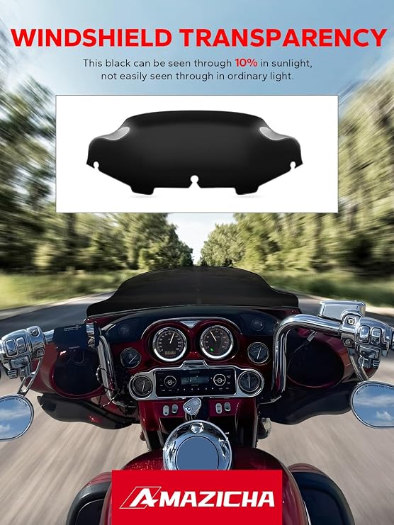 Amazicha Black 6 Windshield Windscreen Fit for Harley Electra Street Glide Touring 1996-2013