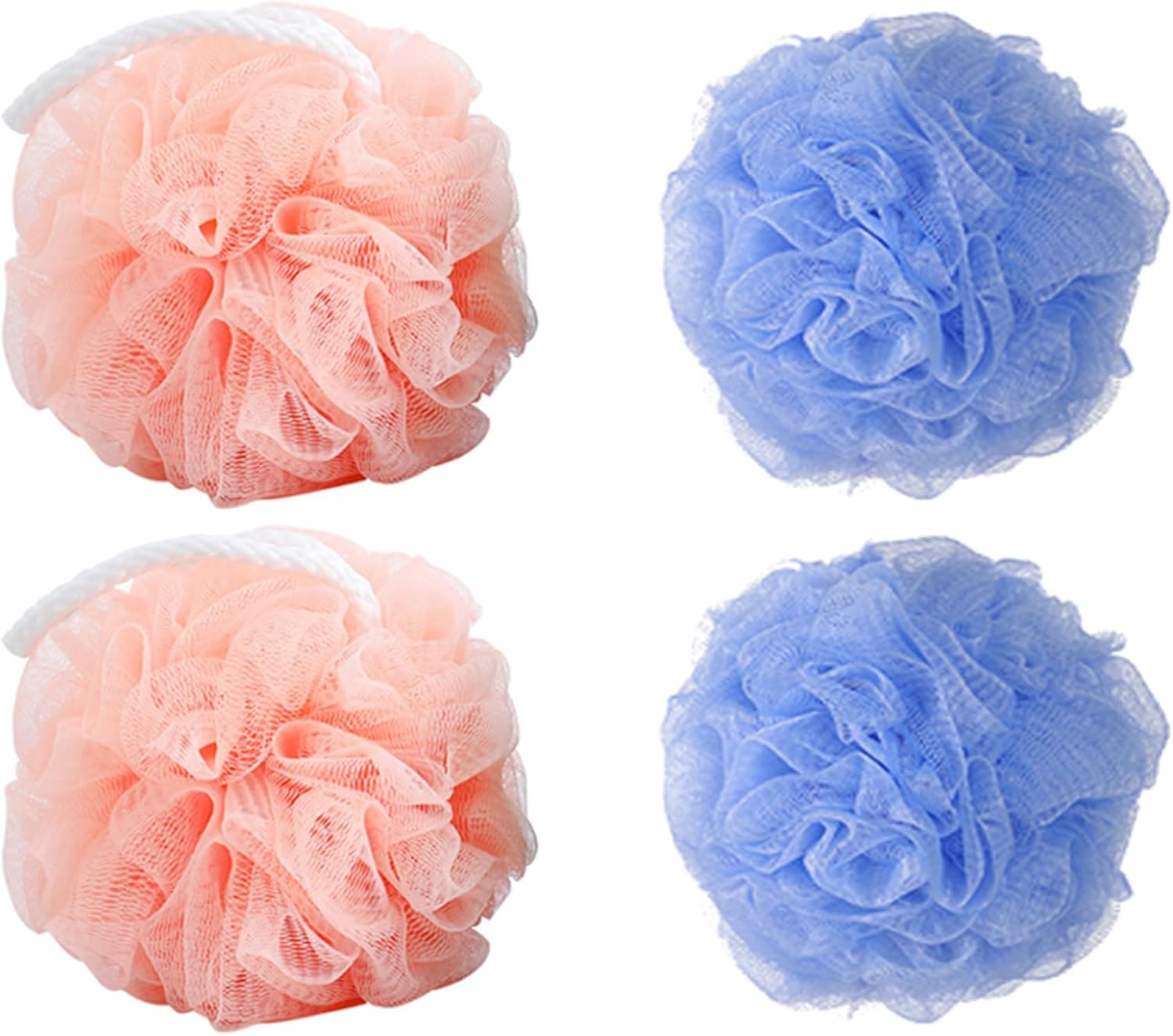 Shower Loofah,4pcs Shower Puff Loofah,Bath Sponge,Scrubber Exfoliator