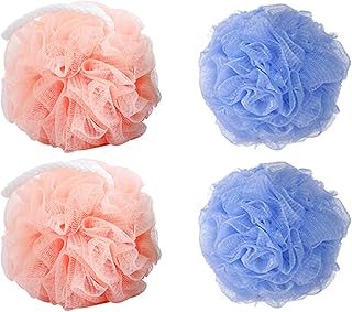 Shower Loofah,4pcs Shower Puff Loofah,Bath Sponge,Scrubber Exfoliator,Mesh Loofah Body Exfoliating Shower Ball,Body Scrubber,for Exfoliate,Scrubbing and Cleaning,30g/Pcs,2color