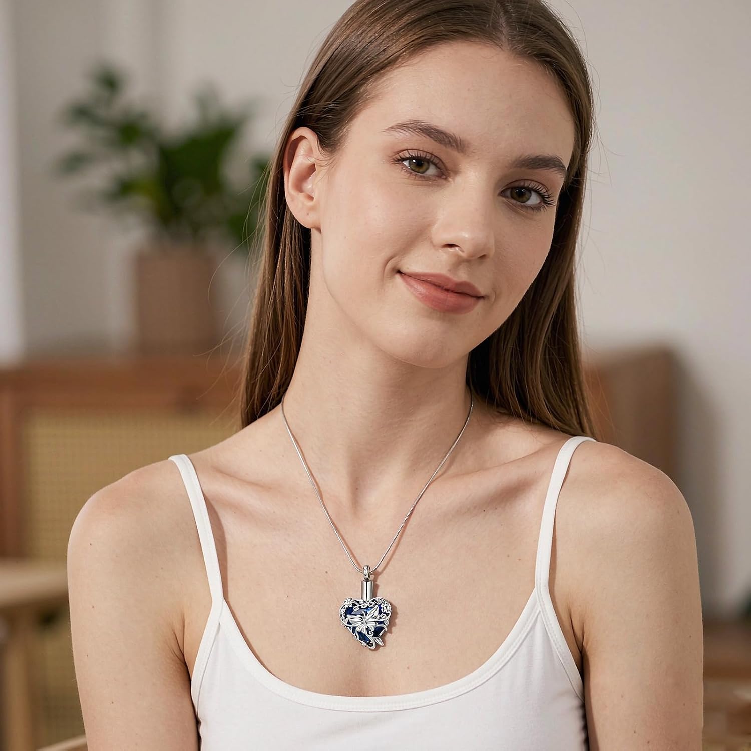 zeqingjw Butterfly Urn Necklaces for Ashes Urn Jewelry for Human Pet Ashes for Women Heart Cremation Necklace for Ashes image 3