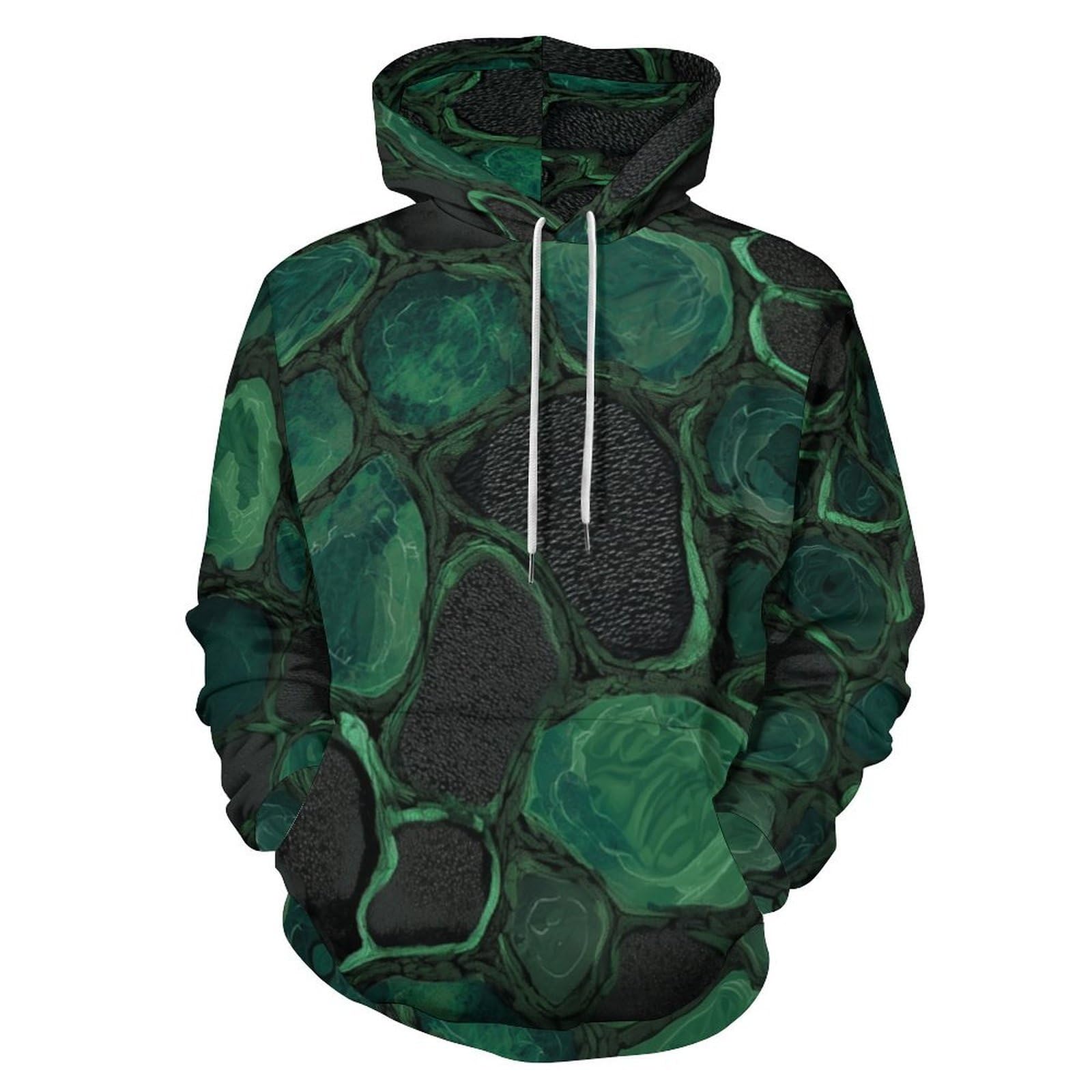 Hoodies hip hop imprimé patchwork abstrait sweat à capuche 3D vert et noir - 8