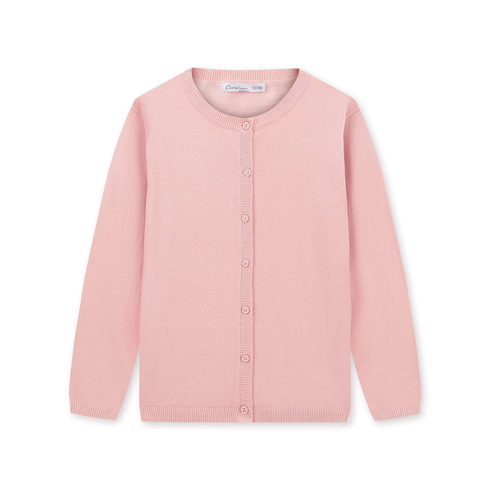 CUNYI Cárdigan para Niñas Rebeca de Punto Algodón Cuello Redondo Suéter Ligero con Botones Uniforme Escolar para Niña
