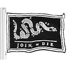 G128 Join or Die Black Flag | 3x5 Ft | LiteWeave Pro Series Printed 150D Polyester | Historical Flag, Indoor/Outdoor, Vibrant Colors, Brass Grommets, Thicker and More Durable Than 100D 75D Polyester