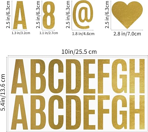 Miniatura 4 de 400 calcomanías de letras grandes, 24 hojas, color dorado, con números del alfabeto de 2.5 pulgadas, autoadhesivas para tablones de anuncios, aulas,
