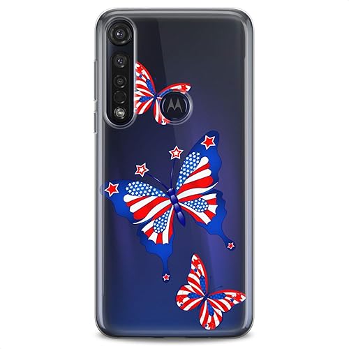 Miniatura 5 de Funda de TPU compatible con Motorola G9 G8 Plus G7 E20 P40 Z4 Edge 20 G22 Stylus Blue Butterflies Flexible Silicone American Flags Art Clear Design