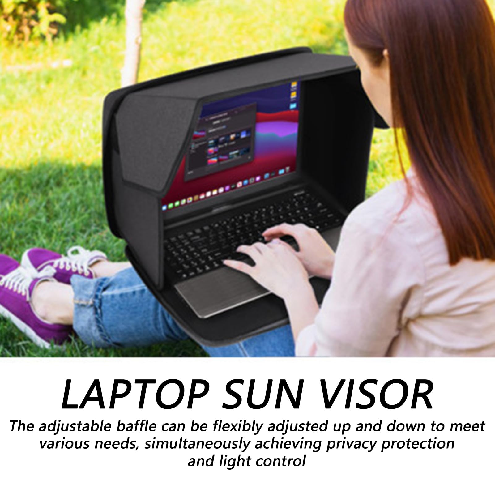 Parasol para Ordenador, Antideslumbrante para Portátil, Capucha con Pantalla De Privacidad Ligero, Ergonómico para Trabajar En El Exterior para 14 Pulgadas, Ángulo Ajustable, Plegable