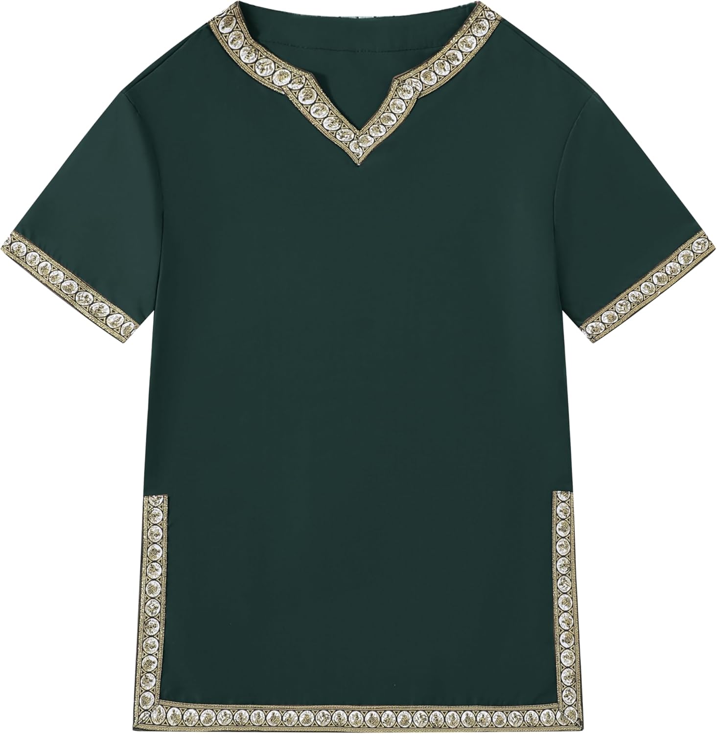 Emitory Boys Medieval Knight Costume Kids Tunic Renaissance V Neck Shirt Viking Vintage Warrior Halloween Tops - Image 2