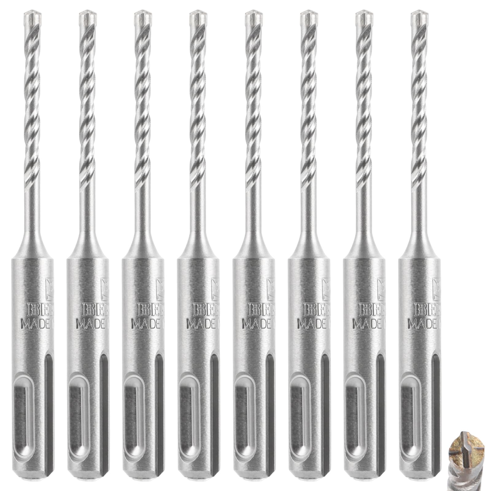 YOUNTHYE Juego de 8 brocas SDS Plus, 4 x 110 mm, corte en cruz, brocas para hormigón para mampostería y piedra, carburo cementado, 4 mm