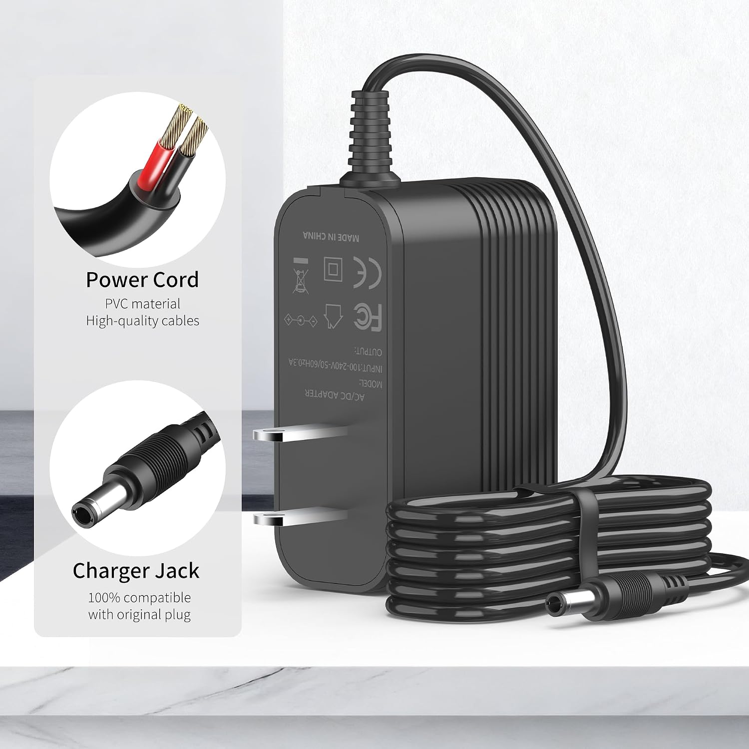 30V AC/DC Charger Compatible with Bissell 4039 4052 4173 Cordless Vacuum Cleaner DC25.2V Battery Stick Vacuum Power Supply