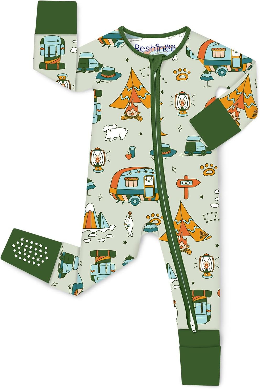 babee Reshinee Bamboo Viscose Baby Footie Pajama, Zipper Sleeper Boys Girls