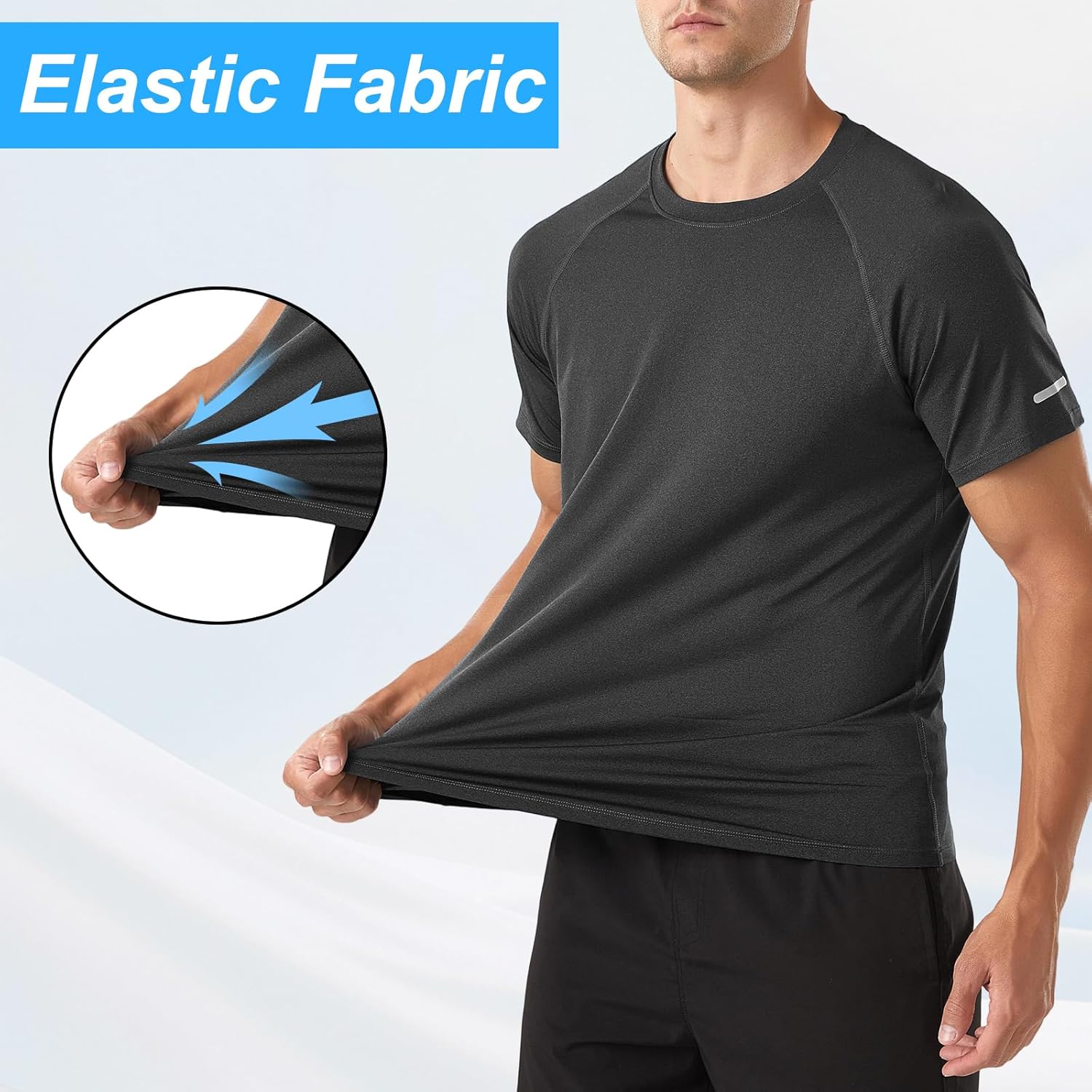 HYCOPROT Men’s Quick Dry Active Workout T Shirt, Men Moisture Wicking Short Sleeve Reflective Tee Top for Night Running Gym - Image 4