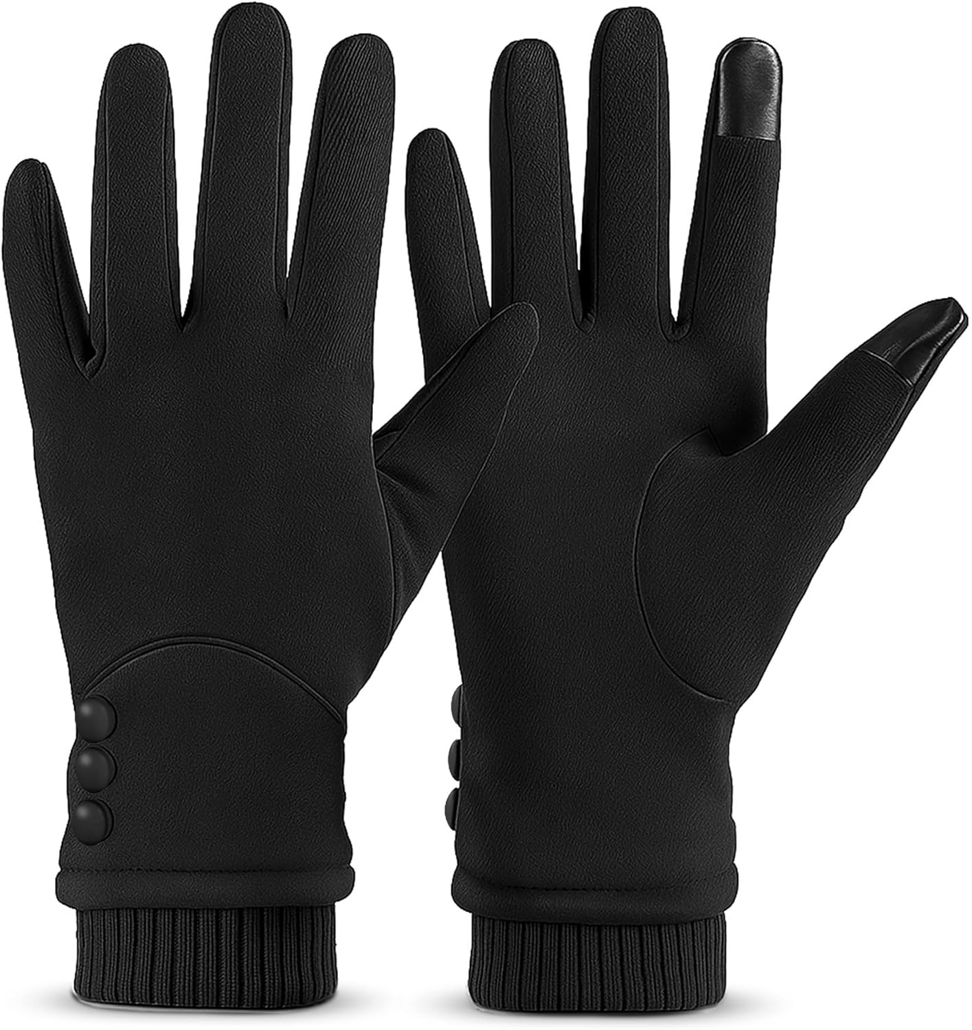 Warm Fleece-Lined Winter Gloves with Touch Screen Fingers